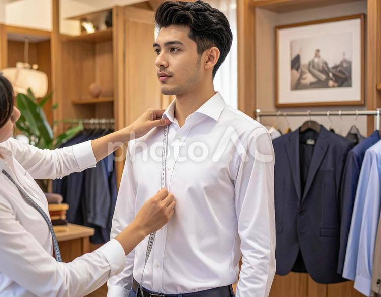 お洋服採寸 採寸,リフォーム,ワイシャツの写真素材