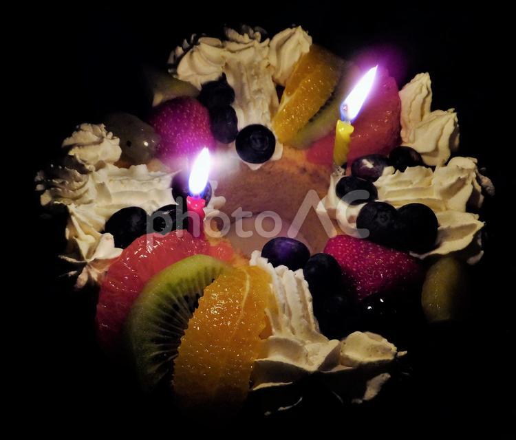 手作りケーキ７ ケーキ,手作りケーキ,ローソクの写真素材