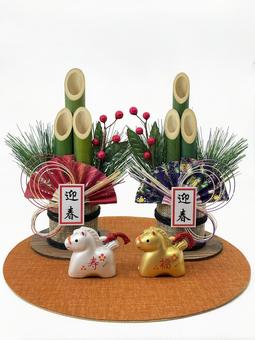 年賀状素材・干支・午年・門松 年賀状,年賀状素材,干支の写真素材