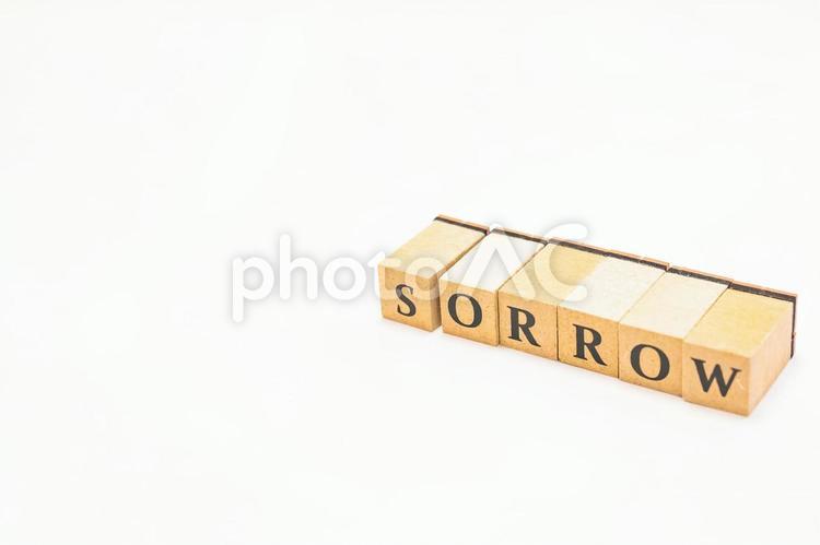 木のブロックの英単語　SORROW sorrow,ブロック,木ブロックの写真素材