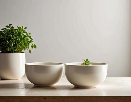 白いスープボウルの写真