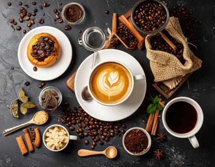 テーブルの上のコーヒー テーブルの上のコーヒーの写真