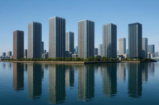 東京湾沿いのタワーマンション群 東京湾沿いのタワーマンション群の写真