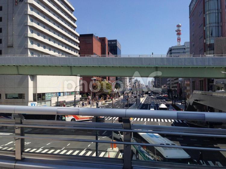 2014年三宮駅ペデと県道21号交差点 ペデストリアンデッキ,歩道橋,立体交差の写真素材