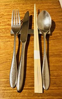 カトラリー　食事 カトラリー,スプーン,フォークの写真素材