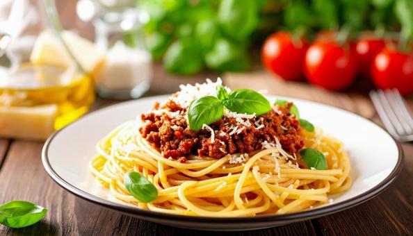 ミートソースパスタ ミートソースパスタの写真