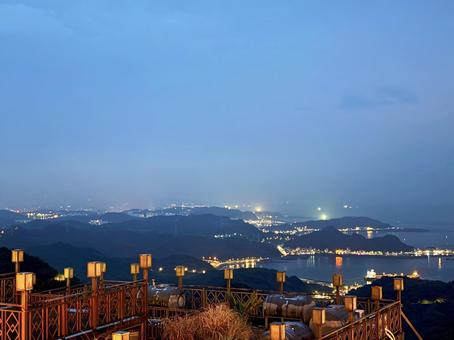 台湾 台北 九份からの夕景 台湾 台北 九份からの夕景 台湾,九份,提灯の写真素材