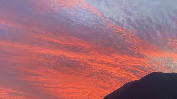 夕暮れに染まる美しい空 夕焼け,空,オレンジの写真素材