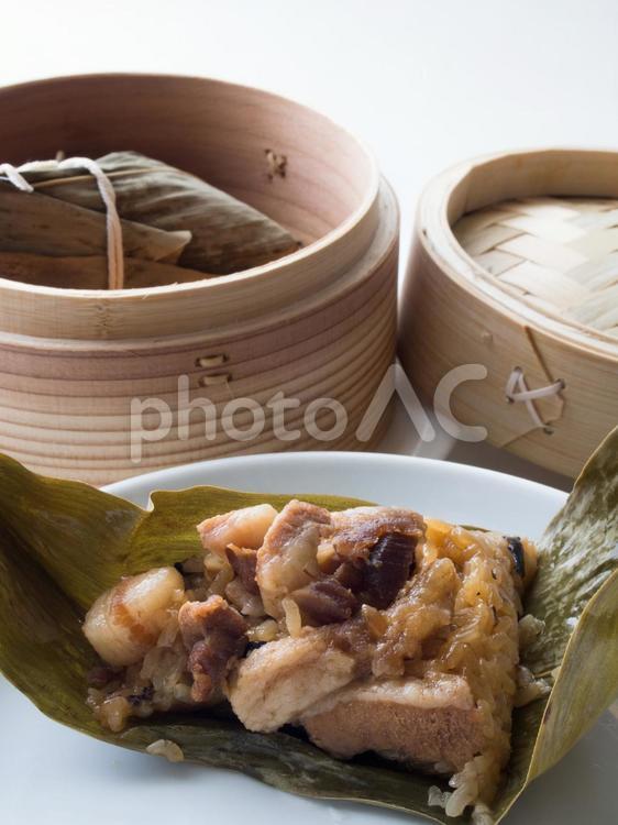 中華ちまきと蒸籠 ちまき,粽,中華の写真素材