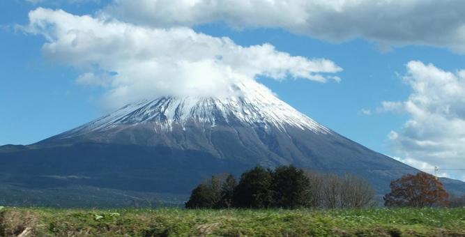 朝霧高原から見た富士山の姿 朝霧高原から見た富士山の姿の写真