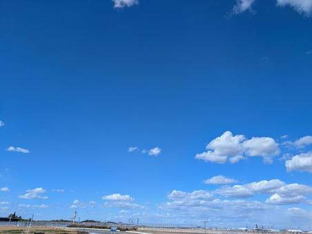 空港 空港 青空,雲,離陸の写真素材
