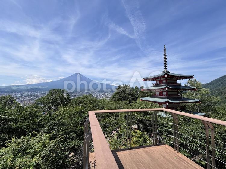 五重塔と富士山 五重塔,自然,山の写真素材