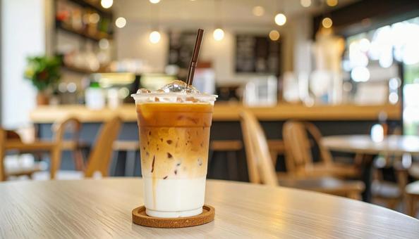 カフェのアイスカフェラテ カフェのアイスカフェラテの写真