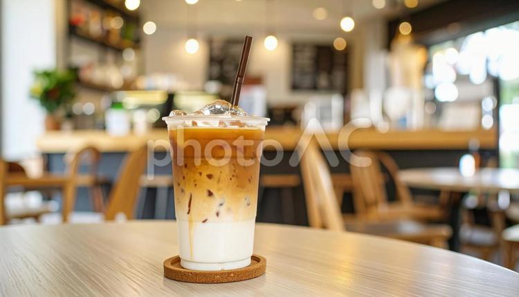 カフェのアイスカフェラテ アイスコーヒー,カフェオレ,アイスの写真素材