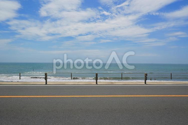 空と海と道路 海,空,海外の写真素材