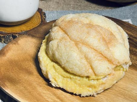メロンパン メロンパン メロンパン,パン,クリームの写真素材