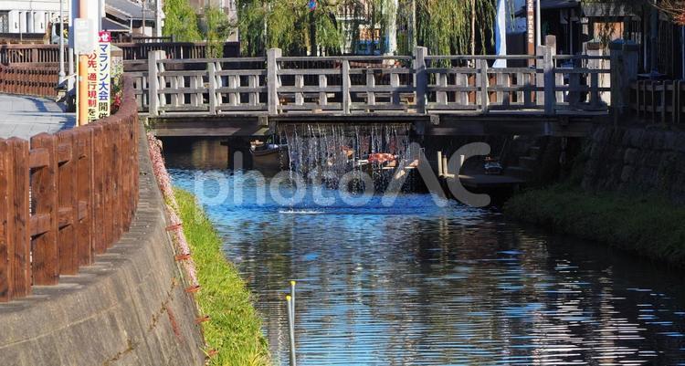 小江戸佐原のレトロな木橋（千葉県香取市） 佐原,レトロ,木橋の写真素材