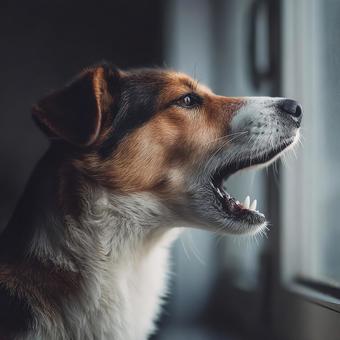 犬の力強い一声の写真