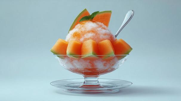 赤肉メロンのかき氷 01 赤肉メロンのかき氷 01の写真