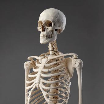 白バックのリアルな人体骨格 白バックのリアルな人体骨格の写真
