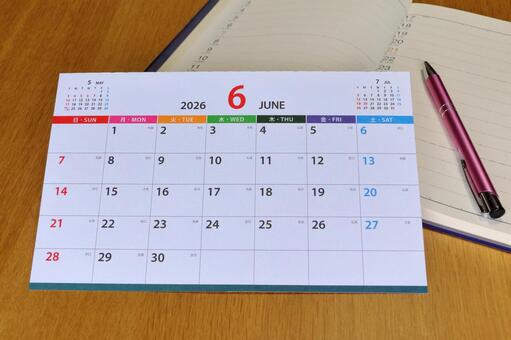 6月の予定表 カレンダー,スケジュール,6月の写真素材