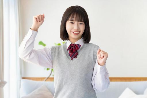 受験生・制服姿の女子高校生 受験生,受験,高校生の写真素材