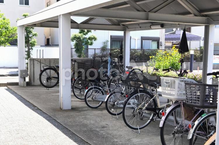 マンションの自転車置き場（駐輪場）2 自転車置き場,駐輪場,自転車の写真素材