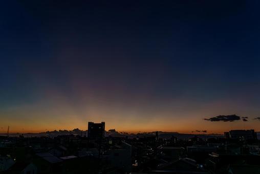 秋の夕景 夕景,夜の訪れ,夕暮れの写真素材