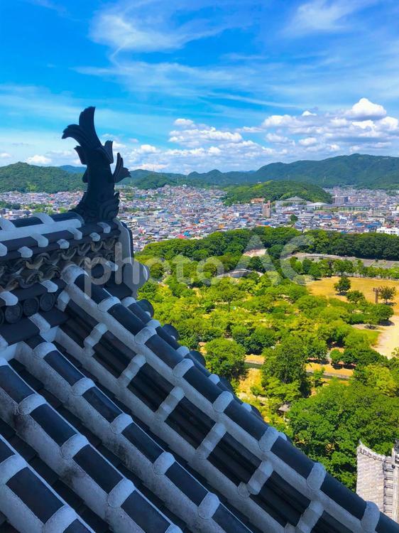 夏の姫路城（天守閣より） 城,世界遺産,姫路城の写真素材
