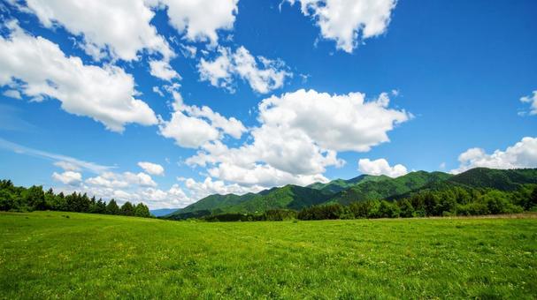 青空の下の山の高原04 青空の下の山の高原04の写真