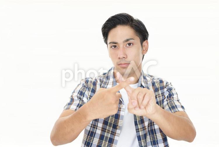 禁止のポーズをとる男性 男性,禁止,拒否の写真素材