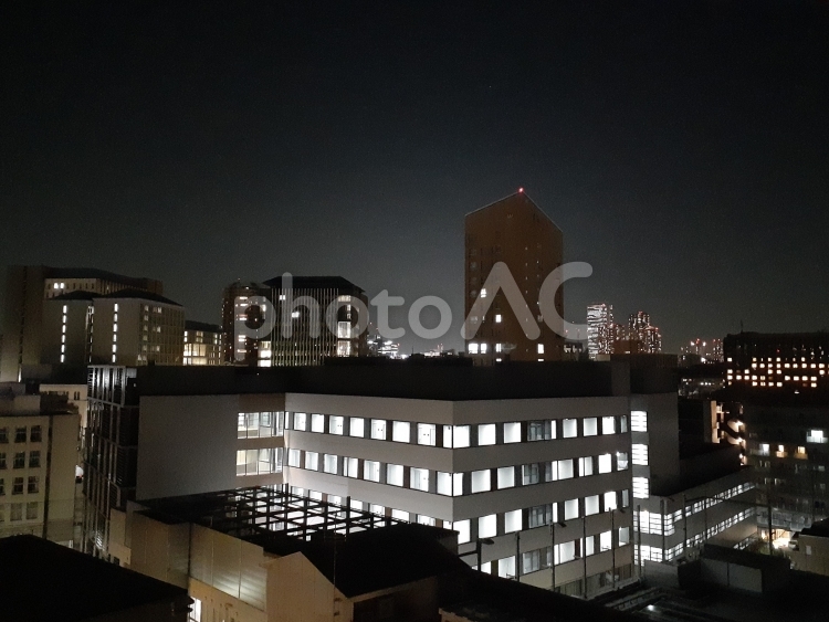 都会　高所より　新宿区早稲田 夜景,夜,夜の眺めの写真素材