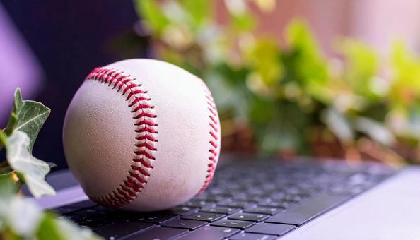 プロ野球のイメージ パソコン 野球ボール プロ野球のイメージ パソコン 野球ボールの写真
