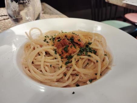 ウニとからすみのパスタ ウニとからすみのパスタ ウニ,からすみ,パスタの写真素材