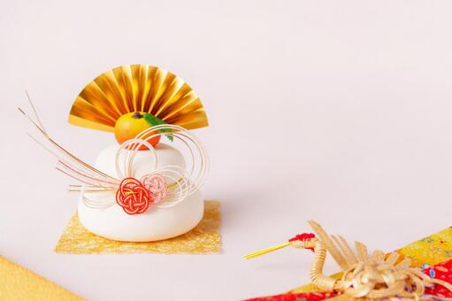 鏡餅と水引細工 鏡餅,お正月,年賀状の写真素材