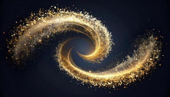 金色の粒子が舞う二重スパイラル 金色の粒子が舞う二重スパイラルの写真
