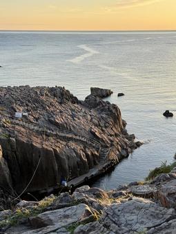 The Sea of Japan and cliffs seen from Tojinbo in Fukui Prefecture in the evening, JPG