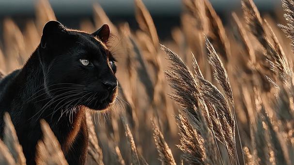 獲物を狙う黒豹の視線 獲物を狙う黒豹の視線の写真