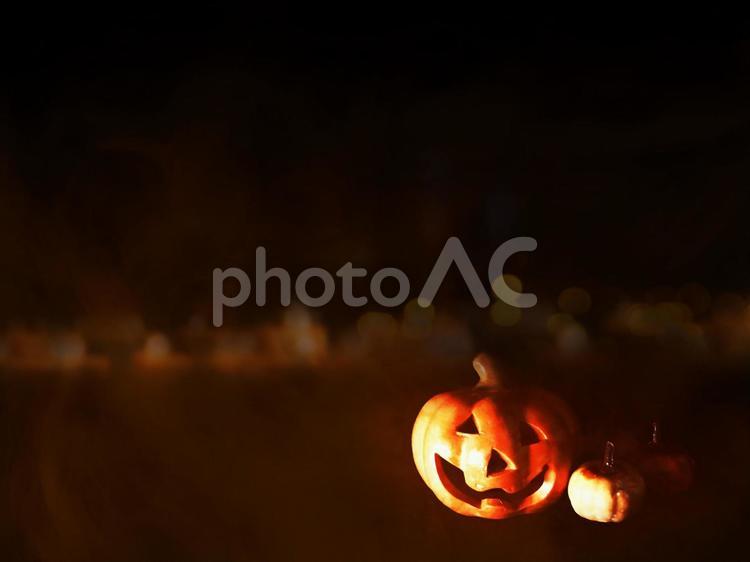 ハロウィンのかぼちゃジャックオーランタンと黒背景 ハロウィン,かぼちゃ,パンプキンの写真素材
