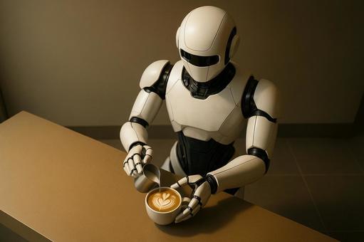 ラテアートの瞬間の写真