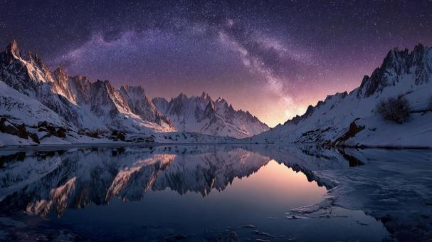 雪山と星空の静寂 雪山と星空の静寂の写真