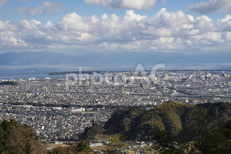 冬の静岡県静岡市清水区の街並み 清水区,静岡市,静岡県の写真素材