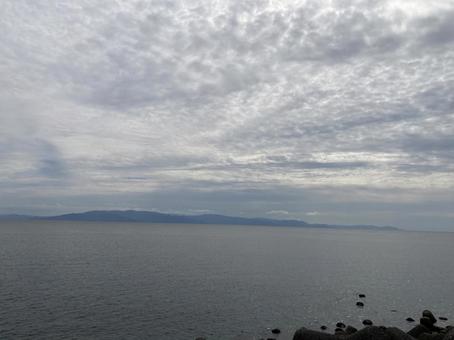 駿河湾と伊豆半島 空,雲,海の写真素材