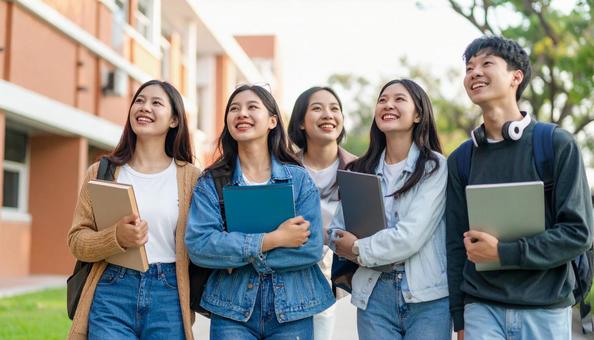 オープンキャンパスで大学を見学の高校生 オープンキャンパスで大学を見学の高校生の写真