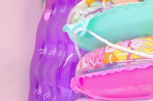 A sales corner for summery swim rings, JPG