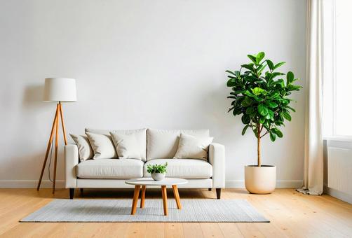 明るいリビングの写真