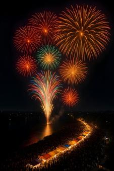夜空彩る夏祭花火 夜空彩る夏祭花火の写真