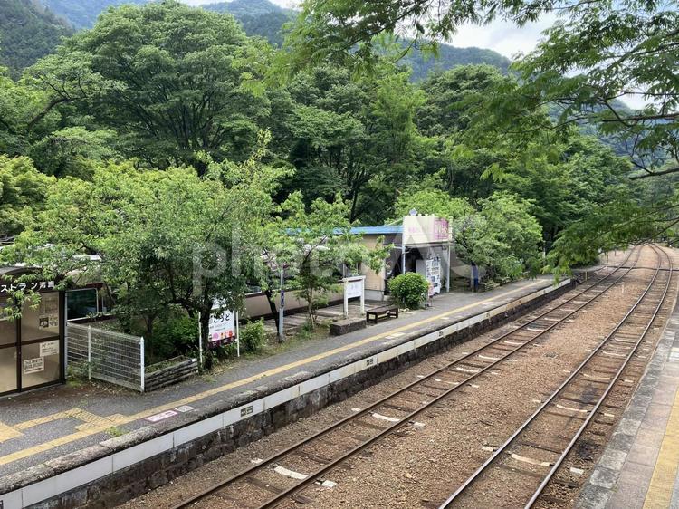 神戸駅の列車レストラン「清流」の風景 わたらせ渓谷鉄道,神戸駅,列車レストランの写真素材