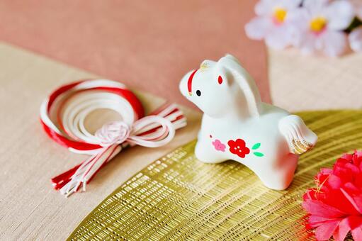 午年の年賀状素材(ピンク) 午年,2026,午の写真素材