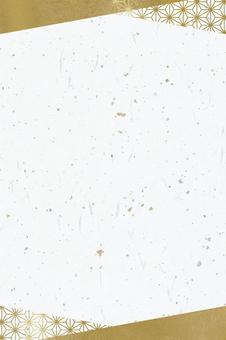 紙のテクスチャ（大礼紙金銀箔+麻の葉）縦 和紙,金色,白の写真素材
